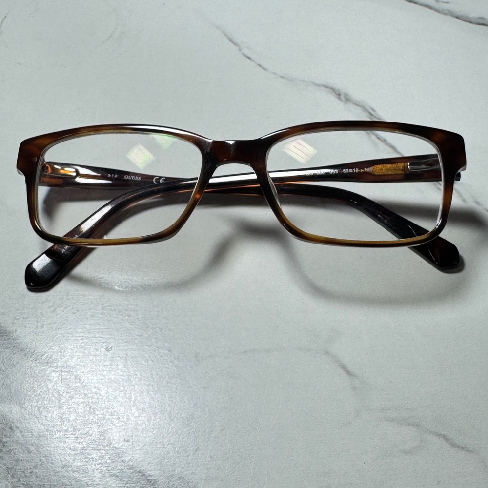 Guess GU1906 053 Dark Havana Tortoise Shell Rectangular Eyeglass Frame 53-18-145